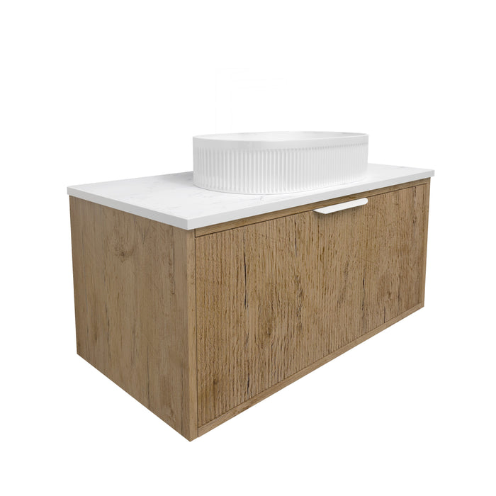 Kliff Fluted Wood Grain Vanity - Prime Oak 890 x 455 x 400mm
