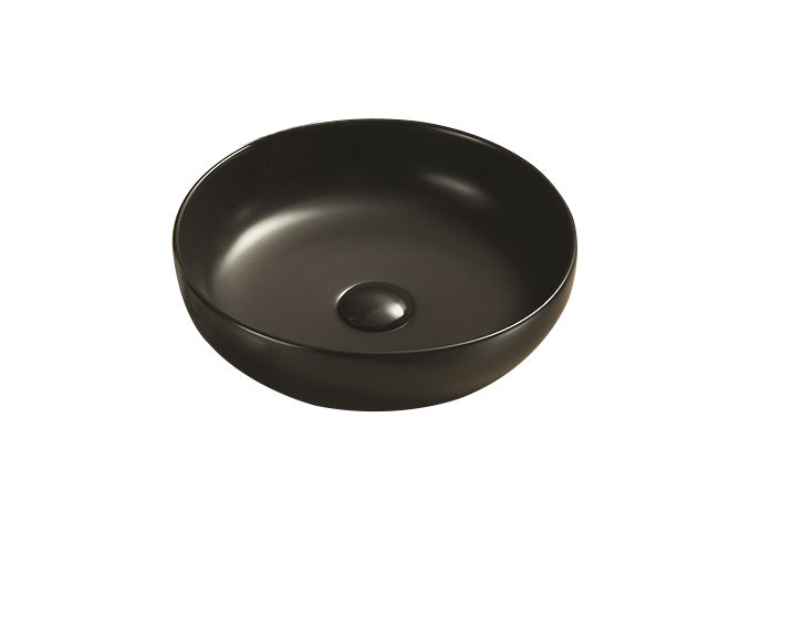 Oban Fine Ceramic Above counter Basins - Matte Black 370x370