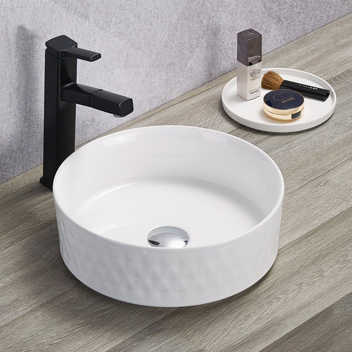 Ollia Diamond Fine Ceramic Above Counter Basin - Gloss white 360x360