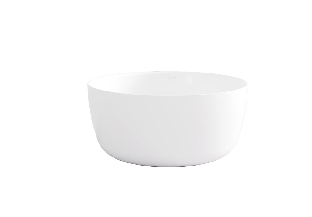 Olley Round Free-Standing Acrylic Overflow Bathtub - Matte White 1350x1350