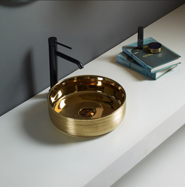 Ollia Fine Ceramic Above Counter Basin - Silky Gold 346x346