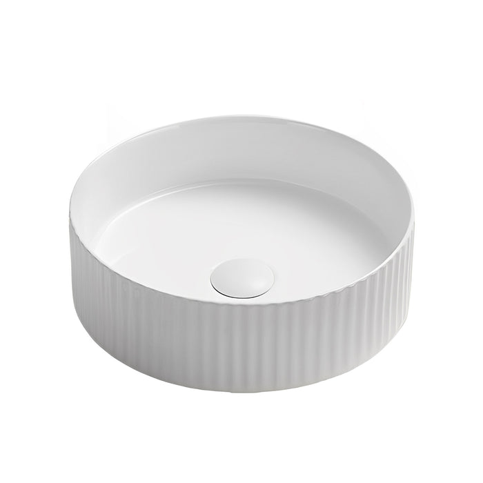 Olley Fine Ceramic Fluted Art Basin - Matte White
