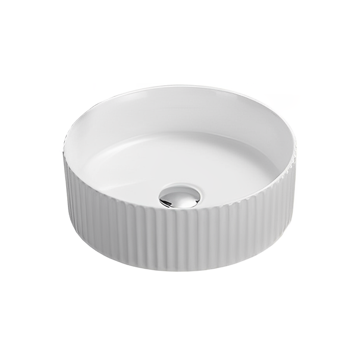 Olley Fine Ceramic Fluted Art Basin - Gloss White