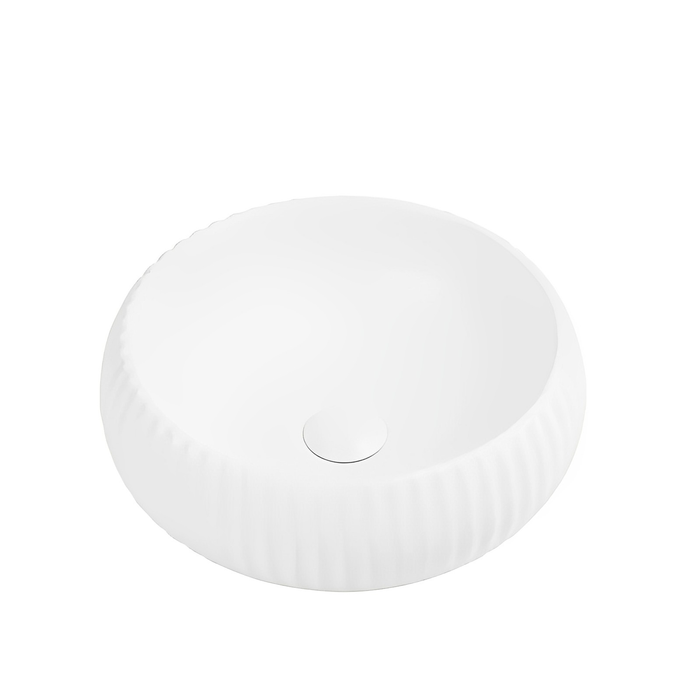 Oran Fine Ceramic Fluted Art Basin - Matte White 400x400
