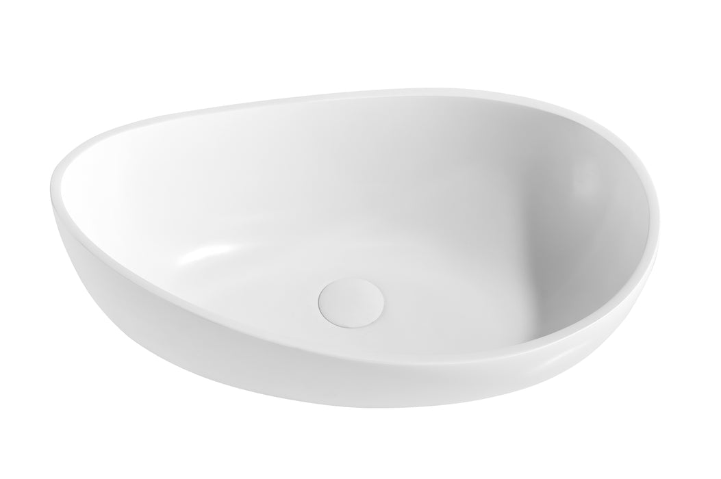 Waverton Solid Surface Stone Above Counter Basin - Gloss White 600x370