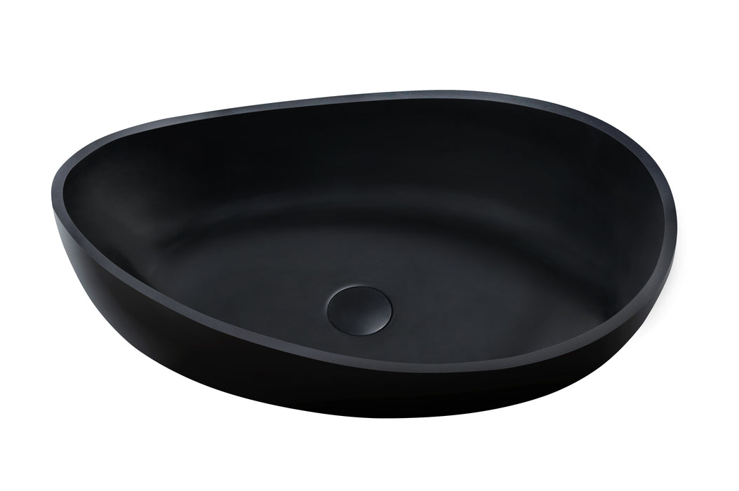 Waverton Solid Surface Stone Above Counter Basin - Matte Black 600x370