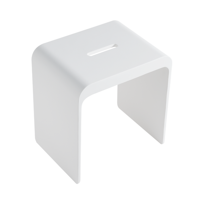 Chasey Solid Surface Stone Bath Stool - Matt White 400x300