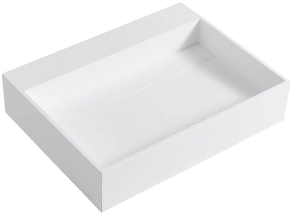 Crette Solid Surface Stone Wall Hung Basin - Matte White 600x420