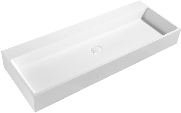 Crette Solid Surface Stone Wall Hung Basin - Matte White 900x450