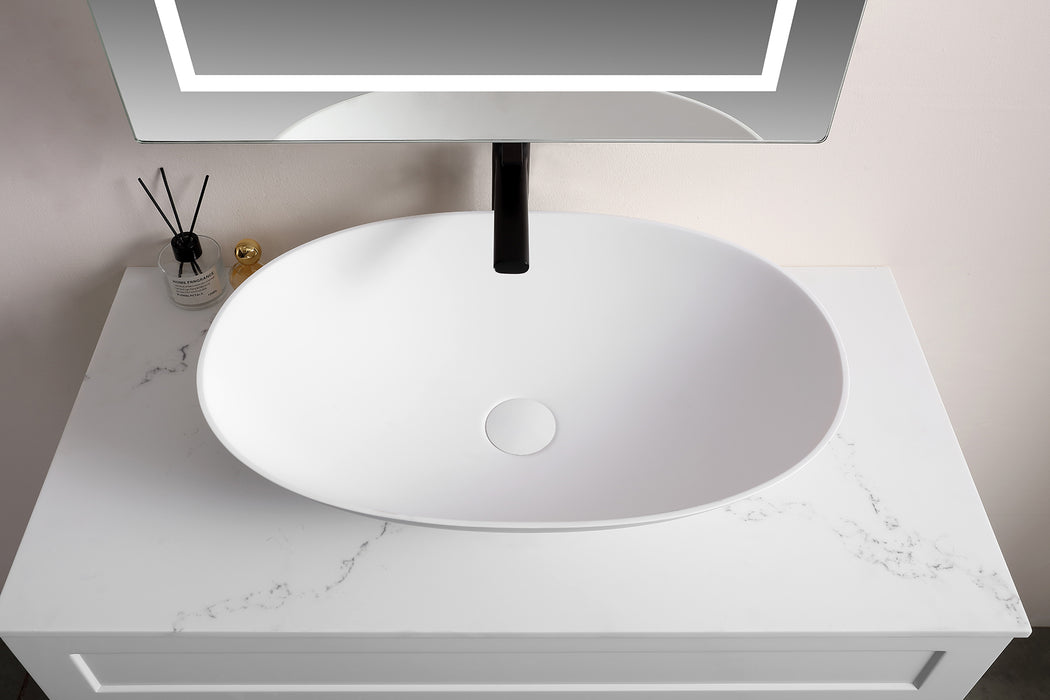 Kirra Solid Surface Art Basin - Matte White 500x350