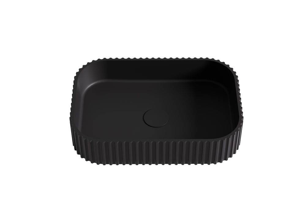 Japser Fluted Solid Surface Above Counter Basin - Matte Black 500x350