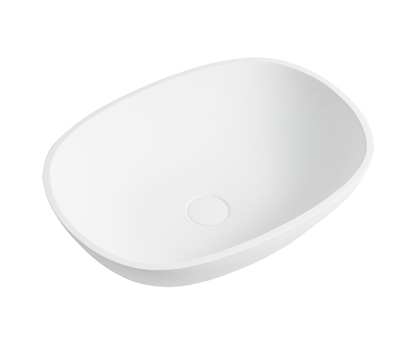 Perry Solid Surface Stone Above Counter Basin - Matt White 550x400