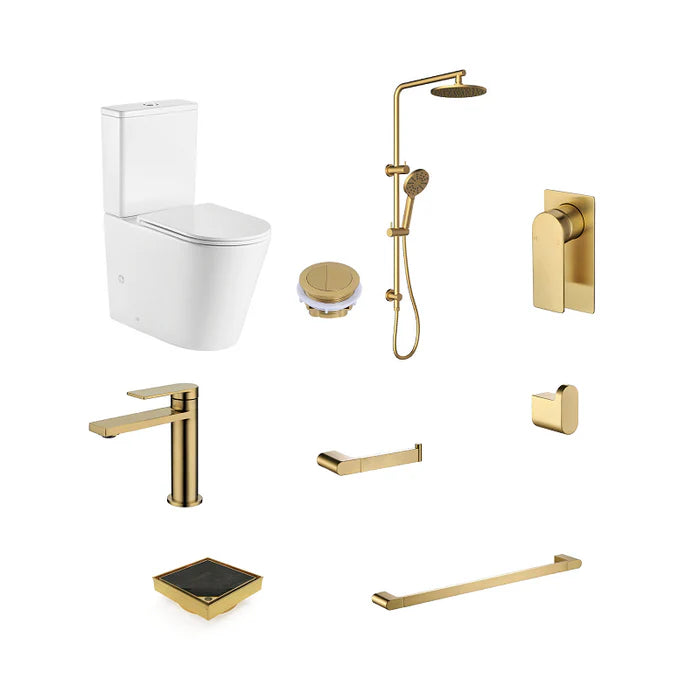 Ruki Basin Mixer Bathroom Package - Brushed Gold