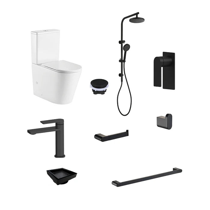 Ruki Basin Mixer Bathroom Package - Matte Black