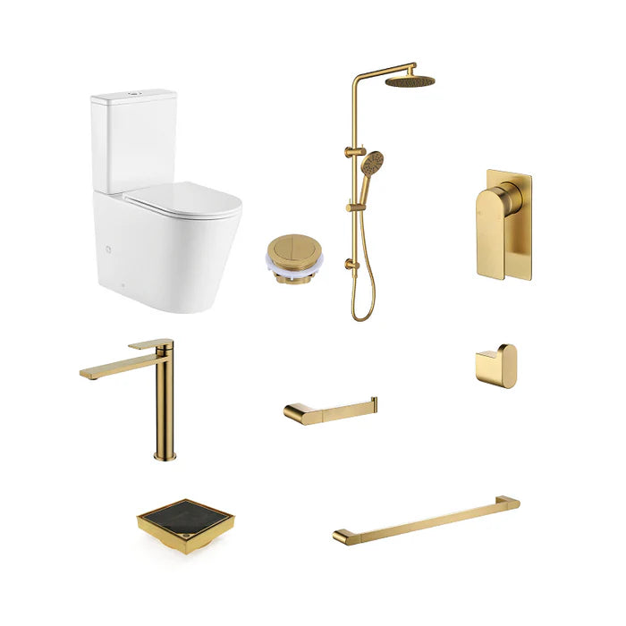 Ruki Tall Basin Mixer Bathroom Package - Brushed Gold