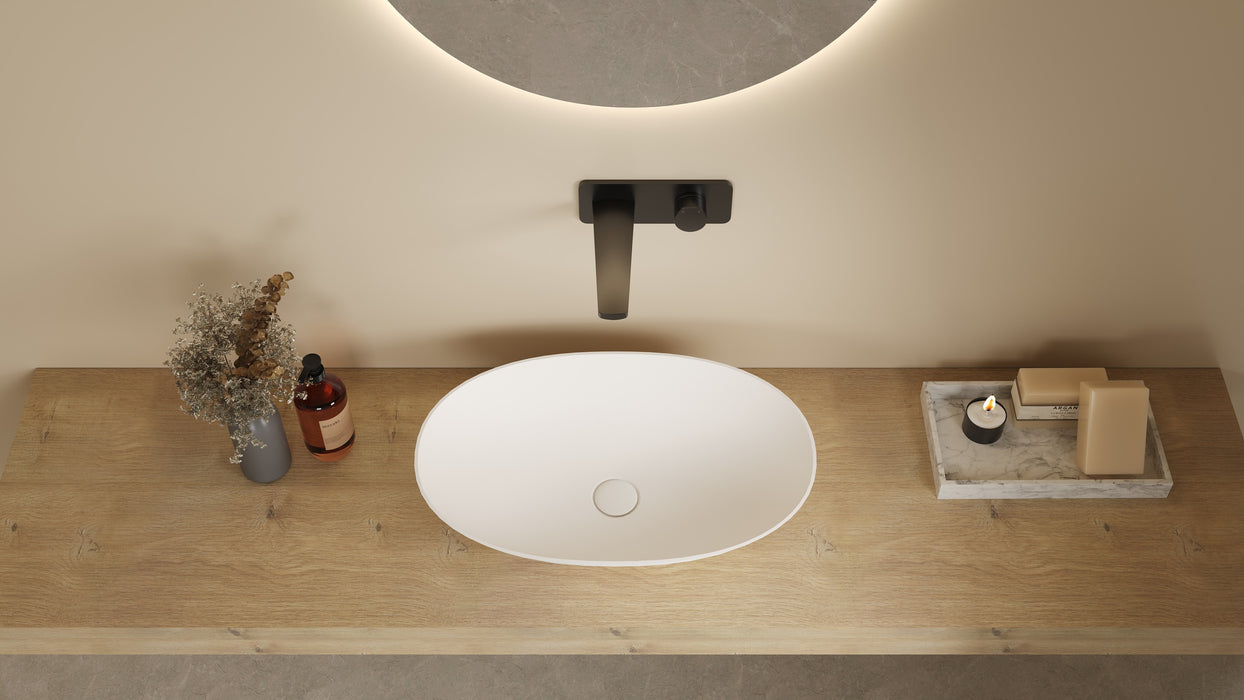 Kirra Solid Surface Art Basin - Matt White 580x380