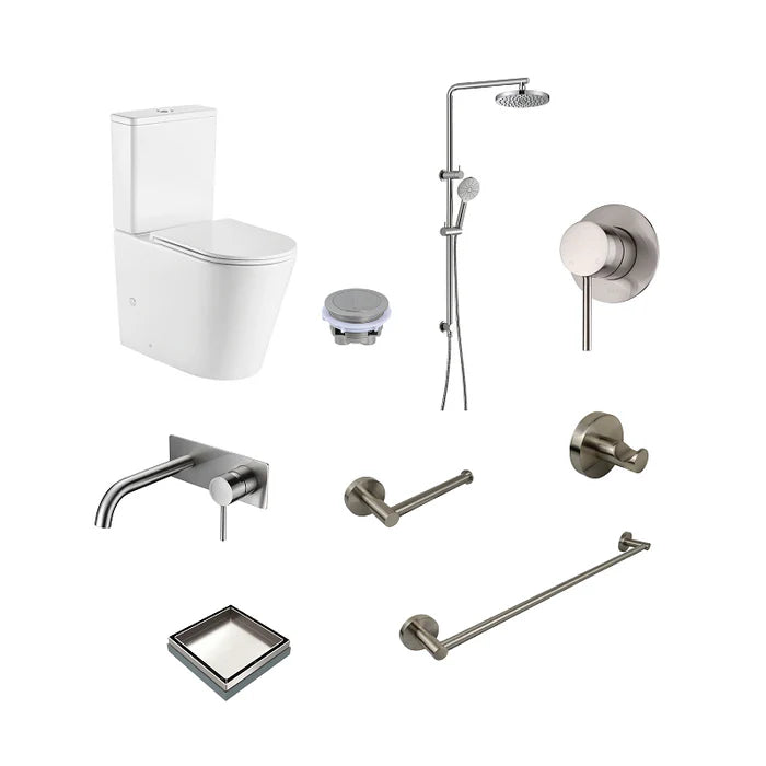 Hali Wall Basin Mixer Bathroom Package - Brushed Nickel