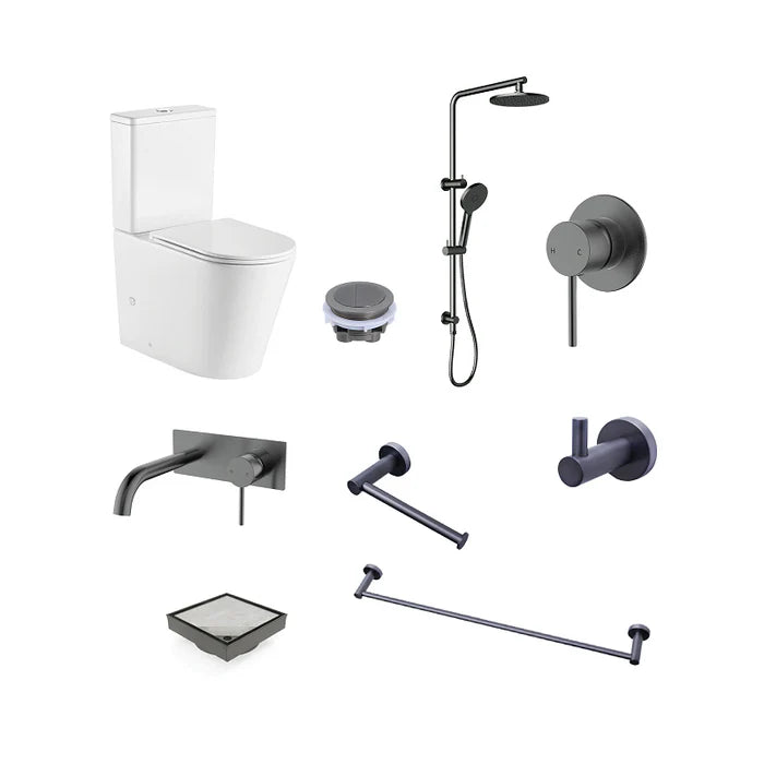 Hali Wall Basin Mixer Bathroom Package - Gun Metal