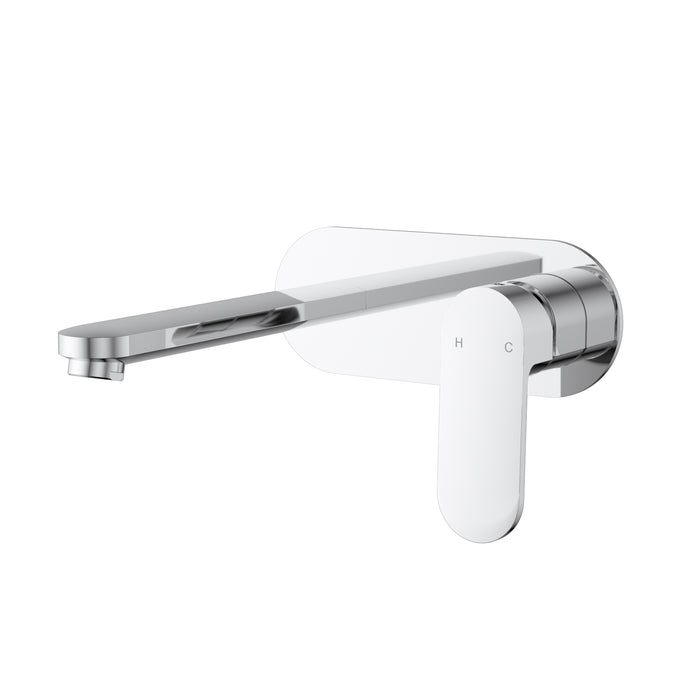 Cora Ellipse Handle Wall Basin Mixer Chrome
