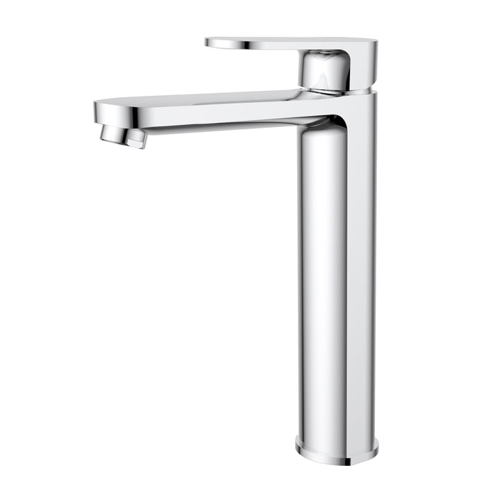 Cora Ellipse Handle High Rise Basin Mixer Chrome