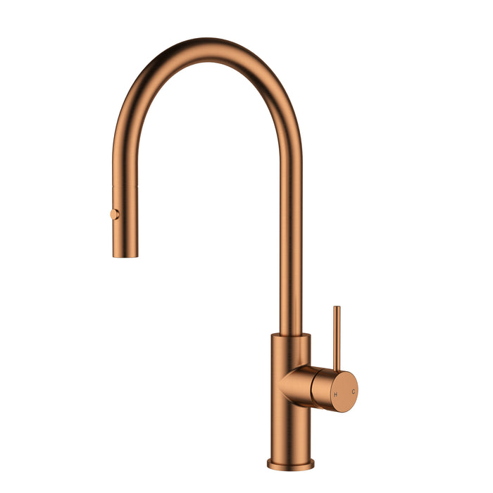 Otus Gooseneck Pullout Sink Mixer Brushed Copper