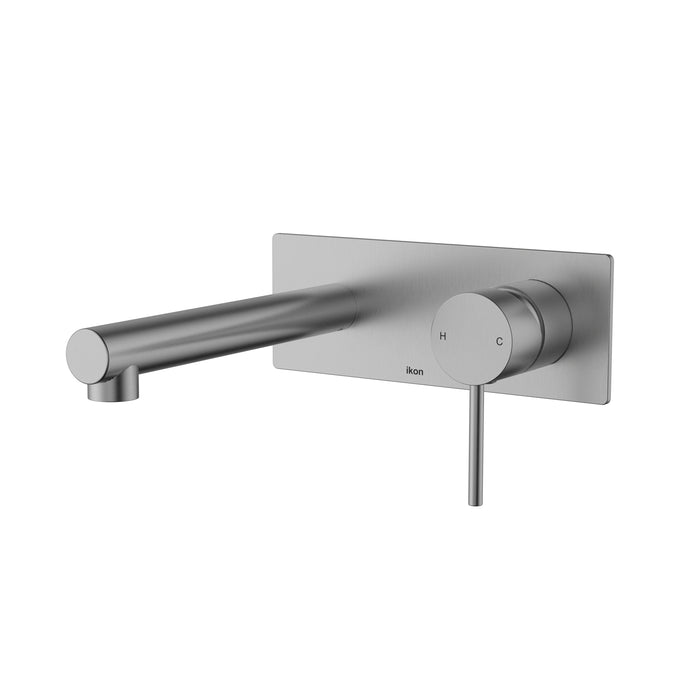 Ikon Wall Basin Mixer Brushed Nickel