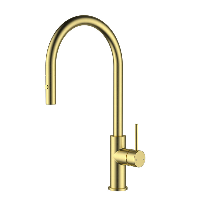 Otus Gooseneck Pullout Sink Mixer Brushed Gold