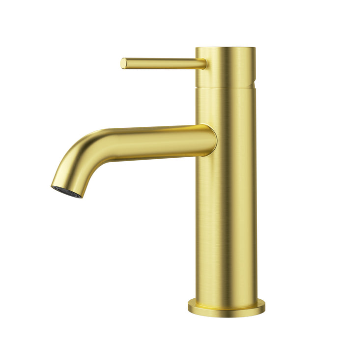 Otus Basin Mixer Curved Spout Brushed Gold