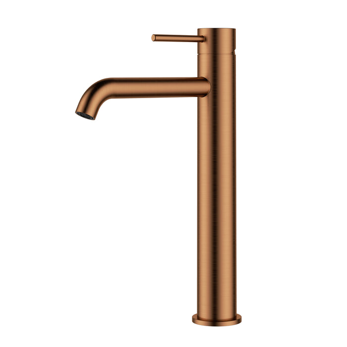 Otus High Rise Basin Mixer Curved Spout Brushed Copper