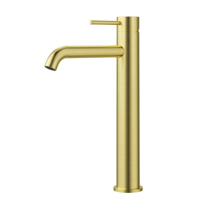 Otus High Rise Basin Mixer Curved Spout Brushed Gold