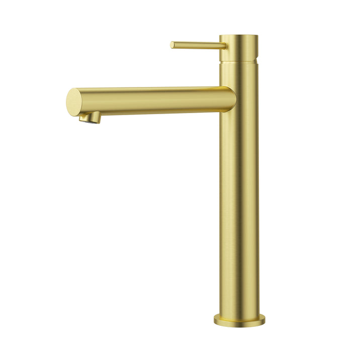 Otus High Rise Basin Mixer Straight Spout Brushed Gold