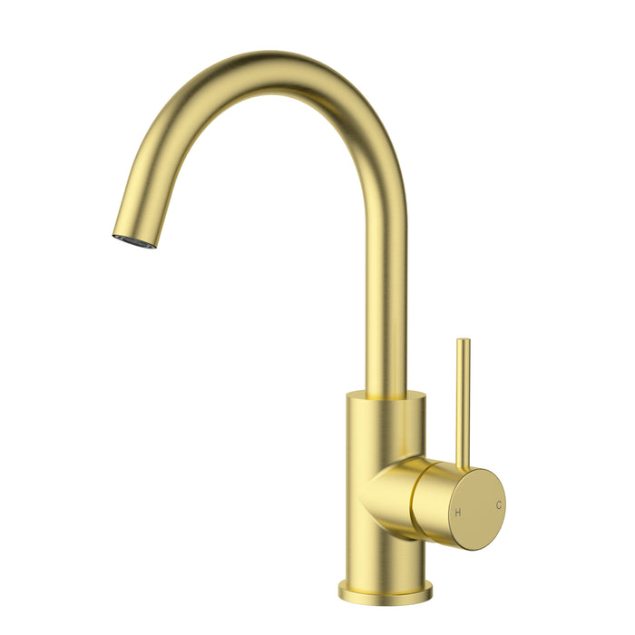 Otus Gooseneck Basin Mixer Brushed Gold