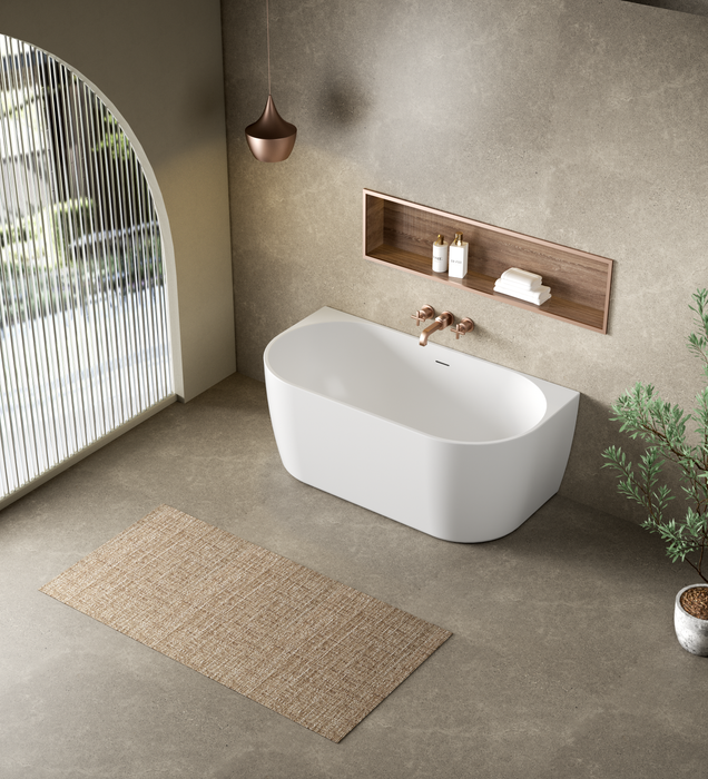 DOVER Back To Wall Free Standing Overflow Bath - Matte White 1500x750