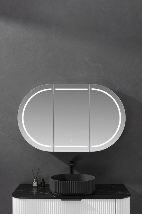 Allison Pill LED Shaving Cabinets - Matte Black 1200x750