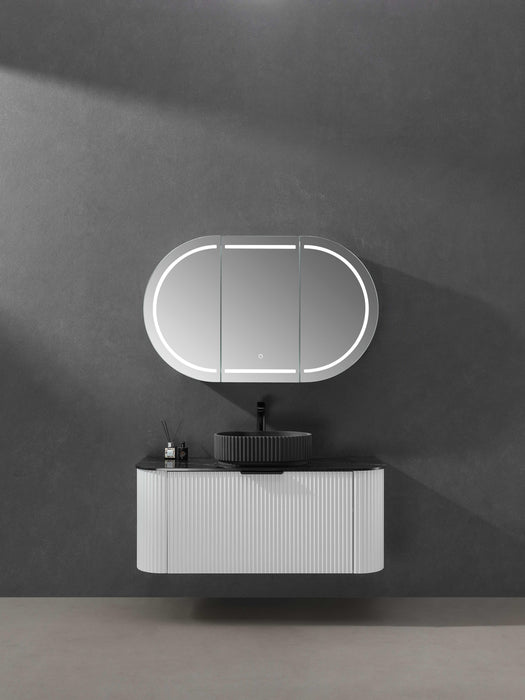 Allison Pill LED Shaving Cabinets - Matte White 1500x800