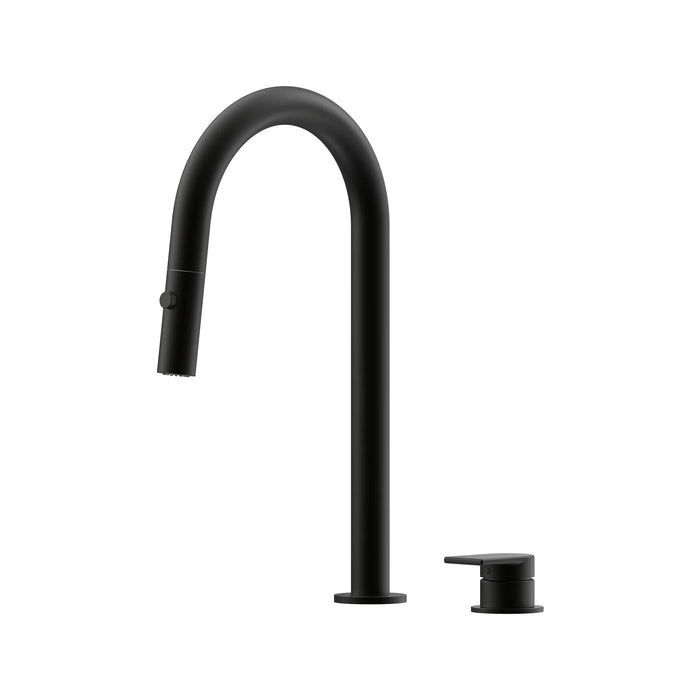 Lekki Hob Pull Out Sink Mixer Set Curve Spout Matte Black