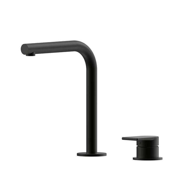 Lekki Round Swivel Spout Hob Mixer Set Matte Black