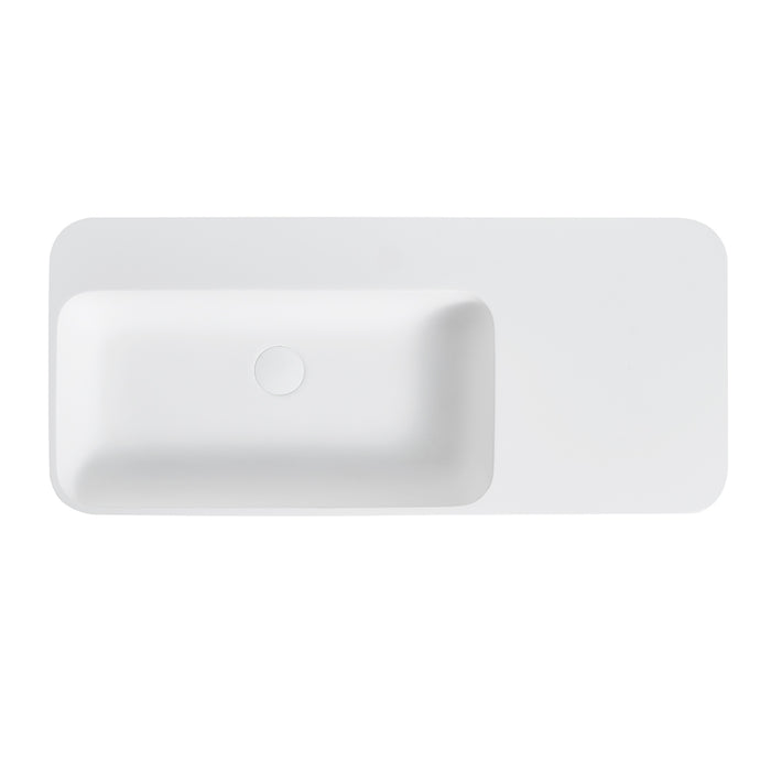 Rocca Solid Surface Stone Wall Hung Basin - Matte White 900x400