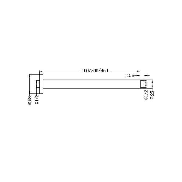 Round Ceiling Arm 300mm Length Matte Black