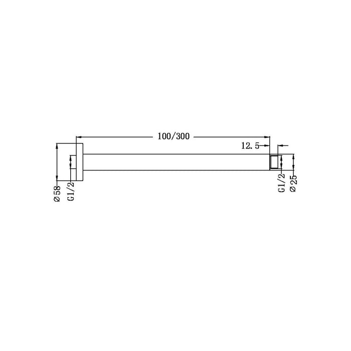 Round Ceiling Arm 300mm Length Brushed Nickel