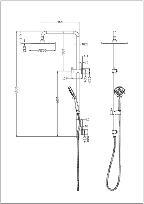 Otus Multi-function Shower Set Stianless Steel