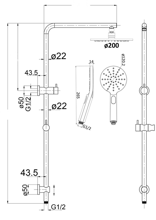 Cora Multi-Function Shower Set Brushed Nickel