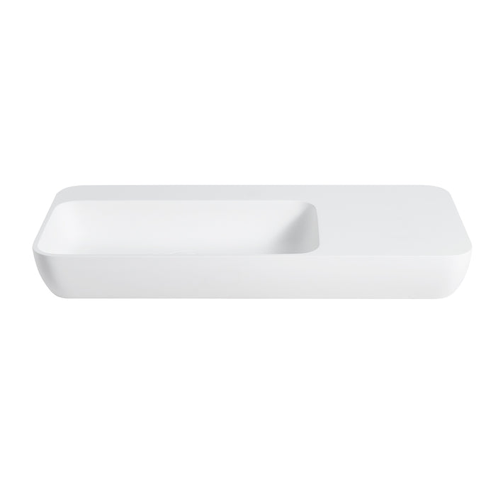 Rocca Solid Surface Stone Wall Hung Basin - Matte White 900x400
