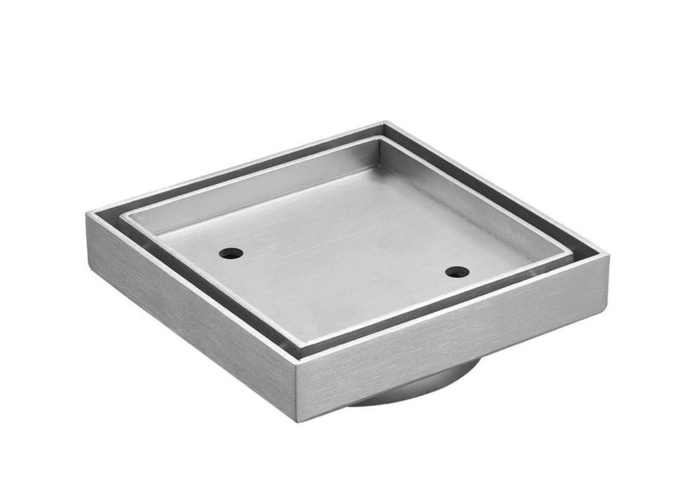 Square Tile Insert Floor Drain - Brushed Chrome 75mm