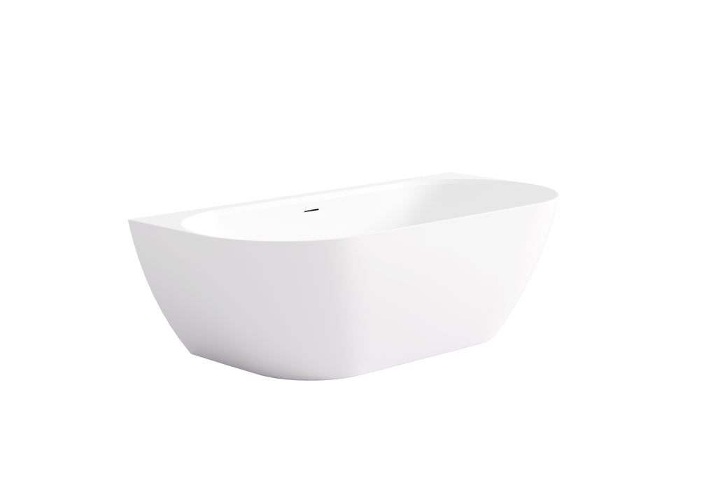 Ellips Back To Wall Overflow Free Standing Acrylic Bathtub - Matte White 1700x800