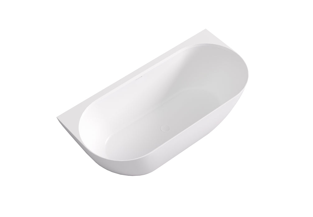 Ellips Back To Wall Overflow Free Standing Acrylic Bathtub - Matte White 1700x800