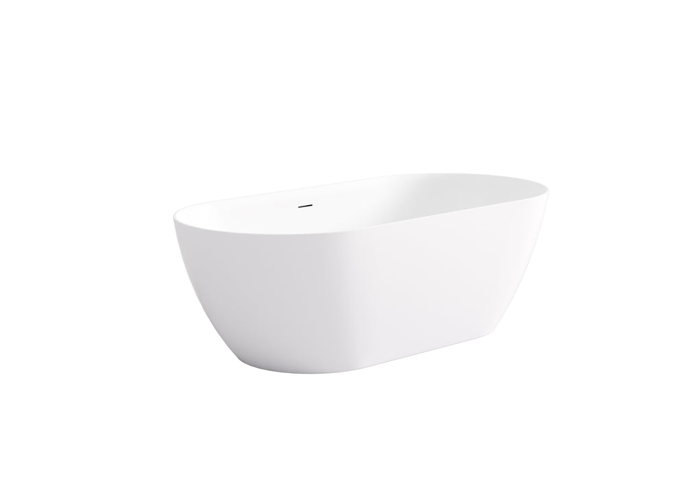 Ellips Slim Acrylic Free Standing Overflow Bathtub - Gloss White 1395x750