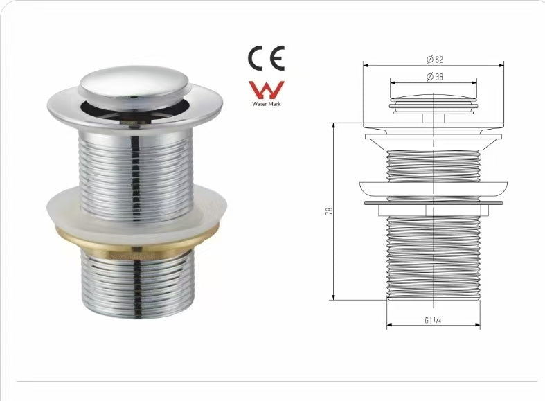 Solid Surface Basin Pop-up Waste cap + 32mm Overflow Popup waste