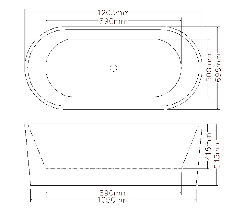 Agena Acrylic Free-Standing Bath - Gloss White 1200x710