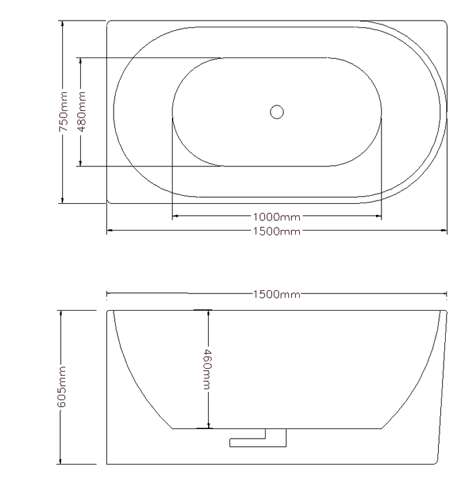 Bingie 1500mm Corner Bath Right Hand